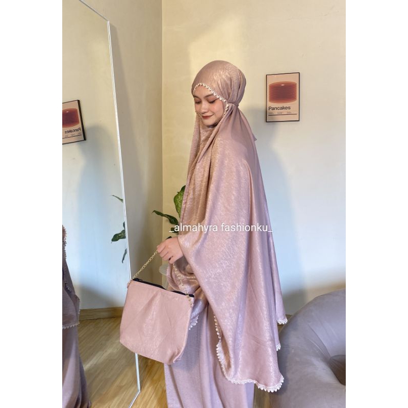 ALMAHYRA -MUKENA SANTORINI SILKY PREMIUM 2IN1 RENDA ZIPER