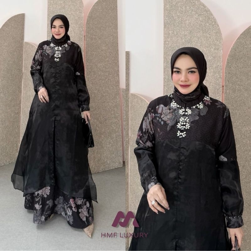 Gamis Muslim Lebaran terbaru 2025 Hanna DressSet Hijab 2in 1 By HMF Luxury gaun pesta mewah premium