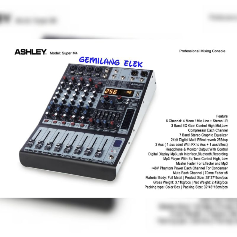 Mixer ASHLEY SUPER M4 COMPRESSOR Original 6 Channel