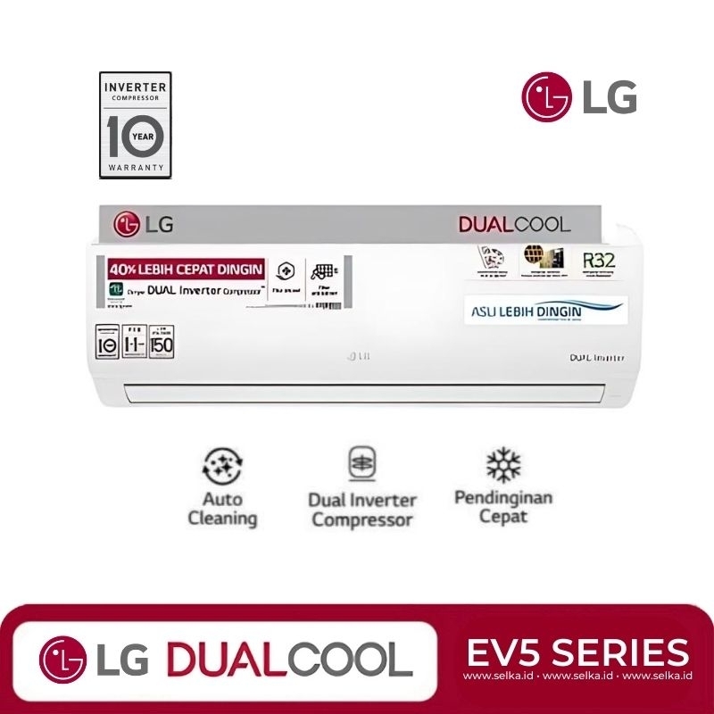 LG INVERTER SERIES T05EV5(0,5PK), T09EV5(1PK), T12EV5(1/5PK), T18EV5(2PK), AC Split DUALCOOL.