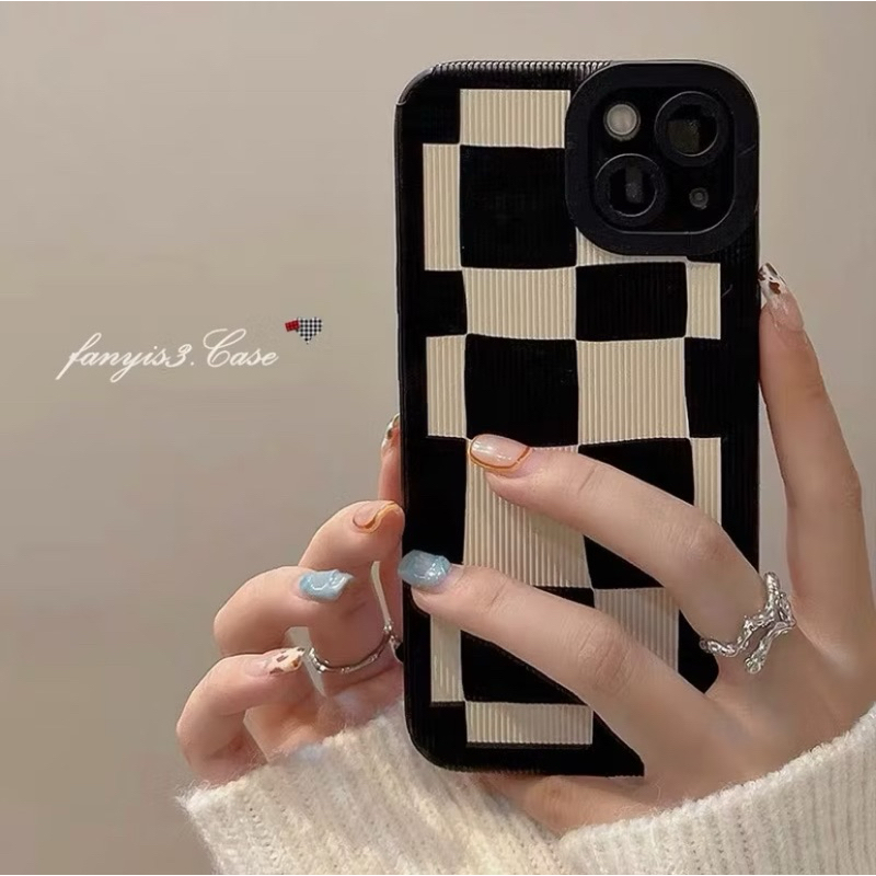 SoftCase For iPhone XR 2020 Case Pelindung Motif Kotak-Kotak Hitam Putih
