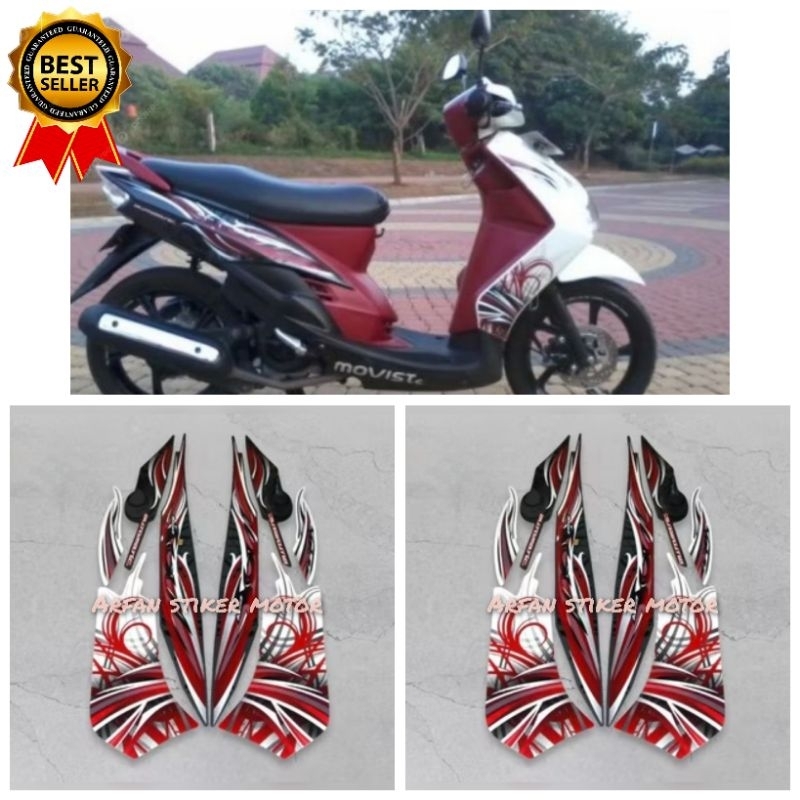 STRIPING LIST STIKER MOTOR MIO SOUL KARBU 2009 PUTIH BERKUALITAS
