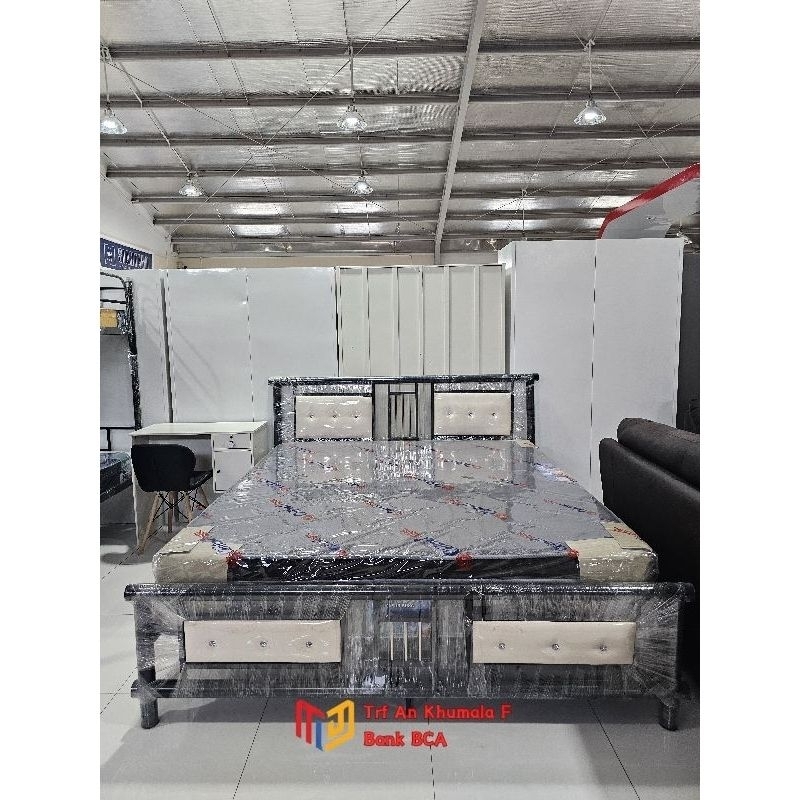 set kasur & dipan sandaran besi uk 160 x 200