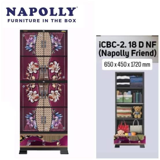 Lemari Napolly Motif Bunga 4 Tingkat Rak + Laci