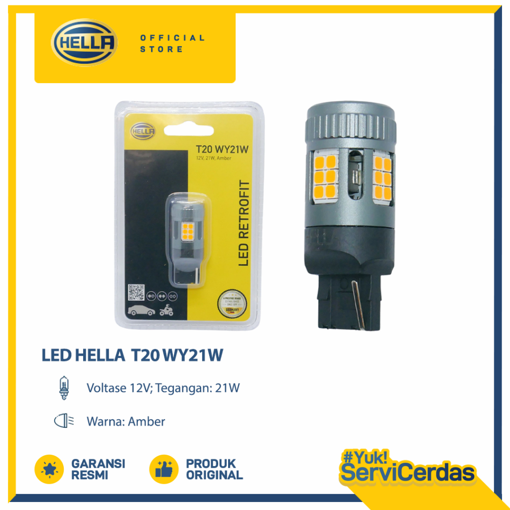 Lampu Mobil HELLA LED T20 WY21W - Bohlam Mobil