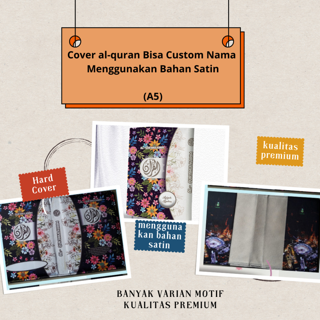 

GBM - Cover Al-quran Hanya Cover saja BisaCustom Pakai Nama tanpa al-quran ukuran A5 Bahan Satin ( Banyak Varian , Lebih Eksulisif Motif Hitam Putih Bunga )