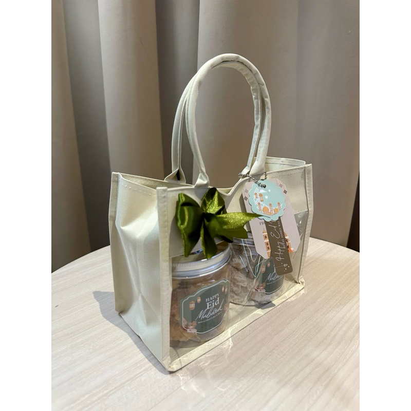 

Hampers Parcel Lebaran Idul Fitri Ramadhan Eid Hampers Premium Tote Bag Isi 2 Toples + Kartu Ucapan