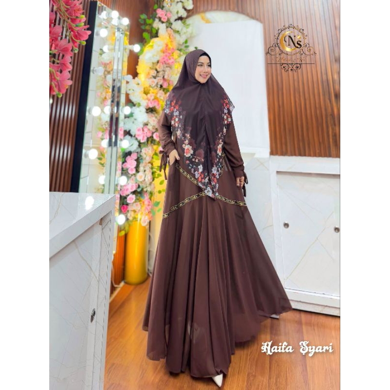 Haifa syari set hijab printing by NAIS SYARI