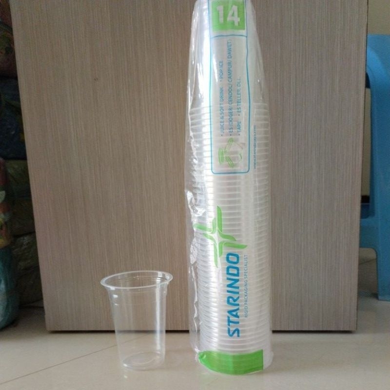 Starindo Cup Gelas 14 oz ( Plastik Hijau Muda) isi 50 Cup / Roll