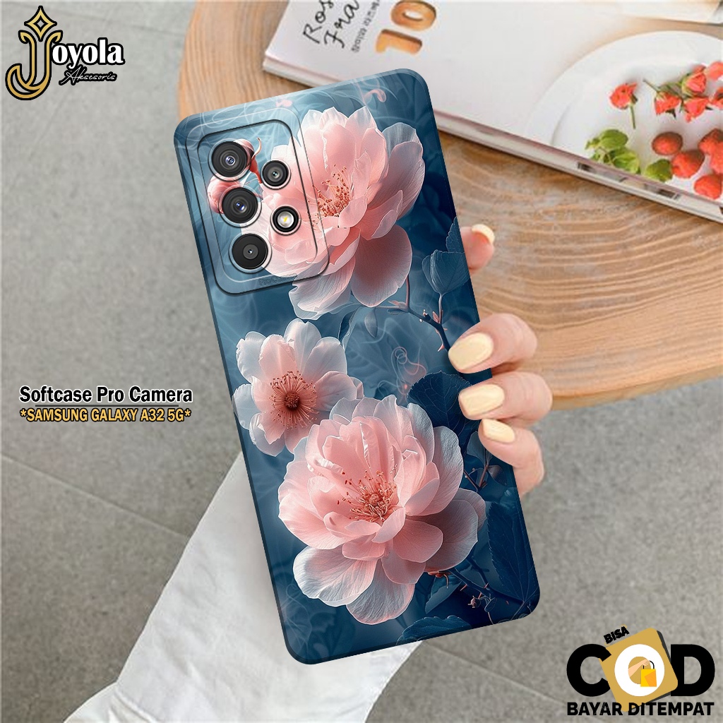 JOYOLA Case Samsung Galaxy A32 5G - Fashion Case Bunga - Softcase Samsung Galaxy A32 5G - Pro Camera