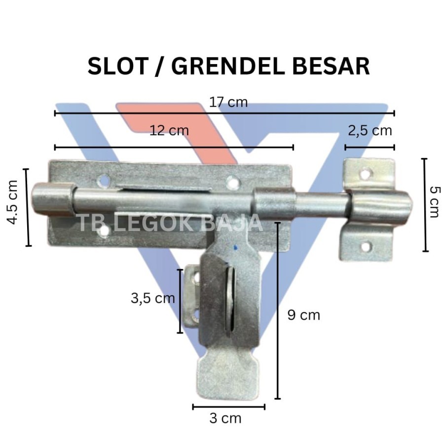 Grendel Gembok Slot Pintu Gudang Pabrik Pagar Besi Ready Stock Siap Kirim - Besar