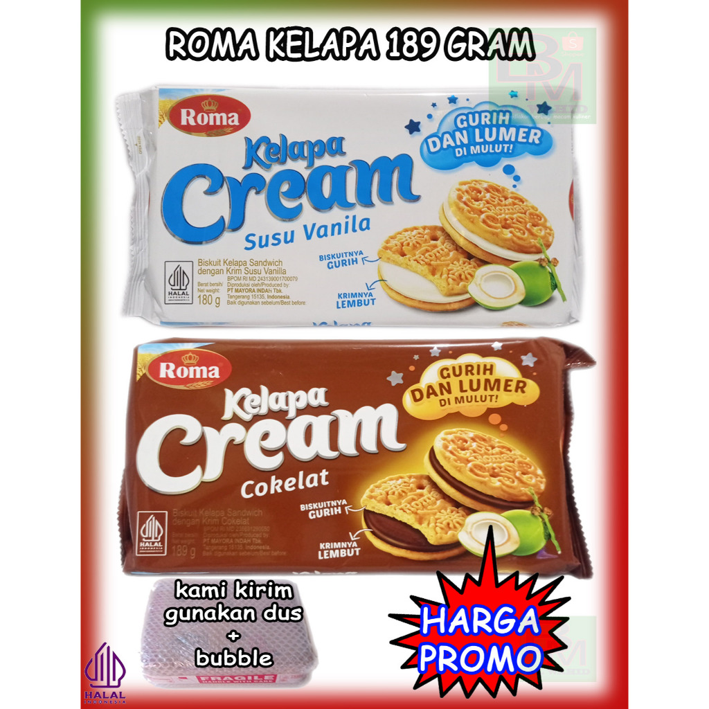 

Biskuit Roma Kelapa Isi Cream Lembut Kemasan 180 gram