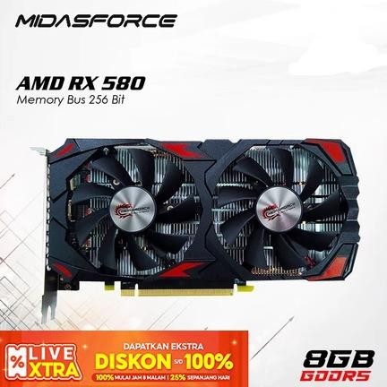 VGA MIDASFORCE AMD RX 580 8GB GDDR5 256BIT - VGA MIDAS RX580 8GB