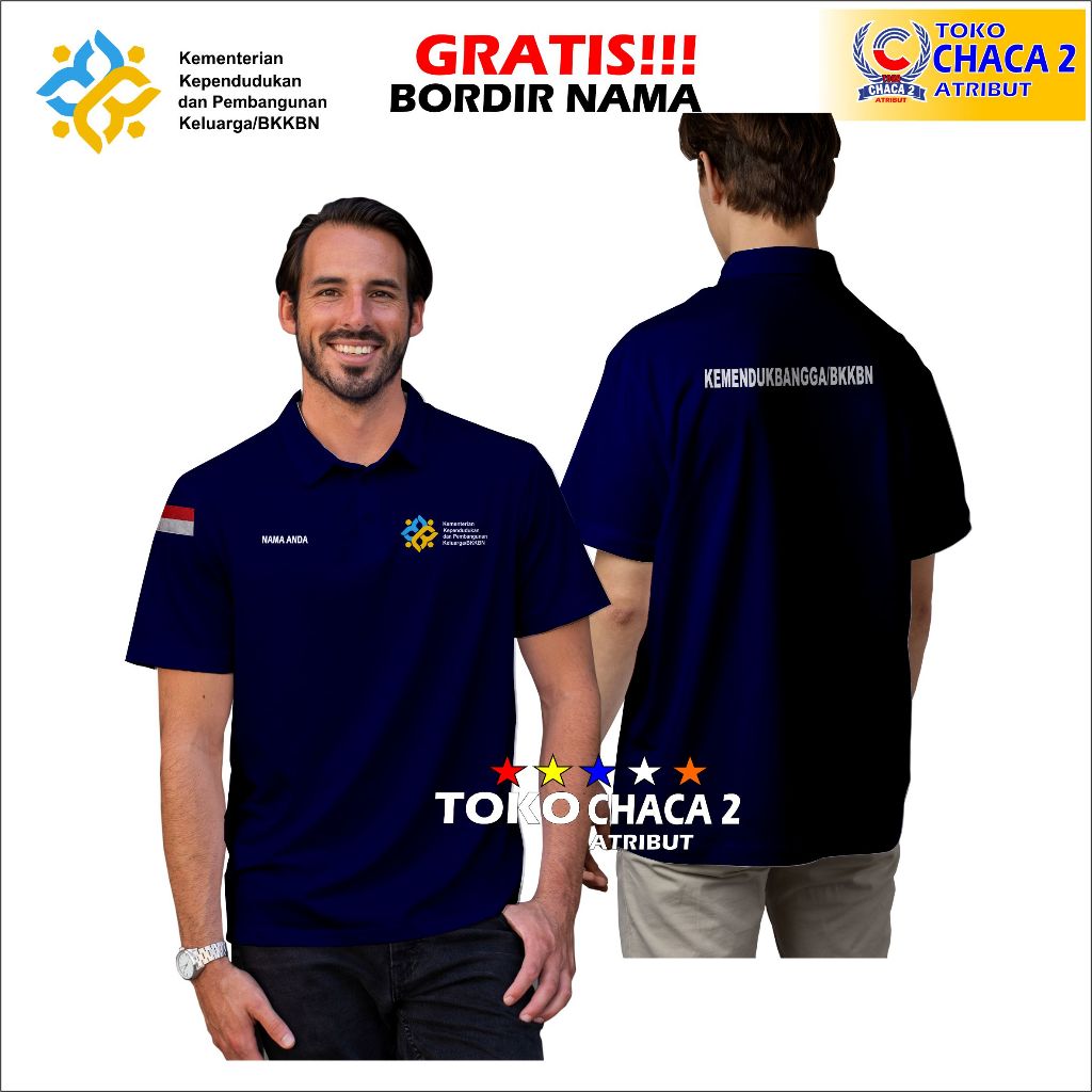 kaos kemendukbangga/bkkbn logo terbaru lengan pendek - kaos kerah kemendukbangga/bkkbn lengan pendek