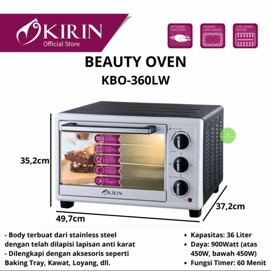 Kirin Oven Listrik Toaster 36 Liter Low Watt - KBO-360LW