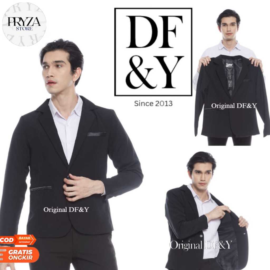 BESTPROMO PRYZA JAS BLAZER PRIA CASUAL HITAM SAKU DUA ORIGINAL DF&Y JAS BLAZER KERJA KANTOR FORMAL /