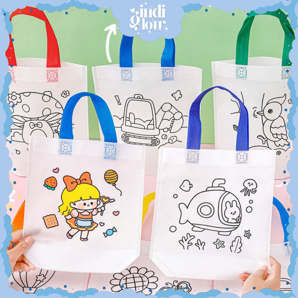 

IG Handmade Goodie Bag Totebag DIY Painting Coloring Handbag Tas Mewarnai Edukasi Anak Souvenir ST34