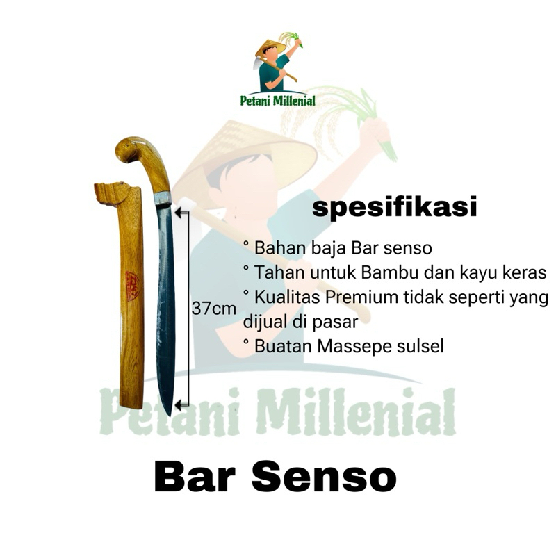 Pisau Kebun Baja Bar Senso Buatan Massepe