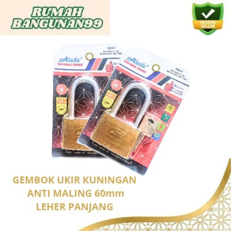 Gembok Anti Maling/Gembok Baja Kuningan 60mm panjang