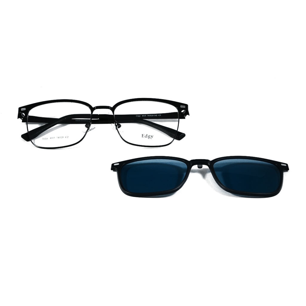 Frame EDGY ; 4015 (WITH CLIP ON) ; C2 (BLACK/BLUE LENS-PZ) - 54