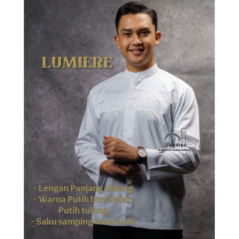 Baju Koko/ Taqwa TAMER EXCLUSIVE Tipe LUMIRE Lengan panjang Putih dan putih tulang