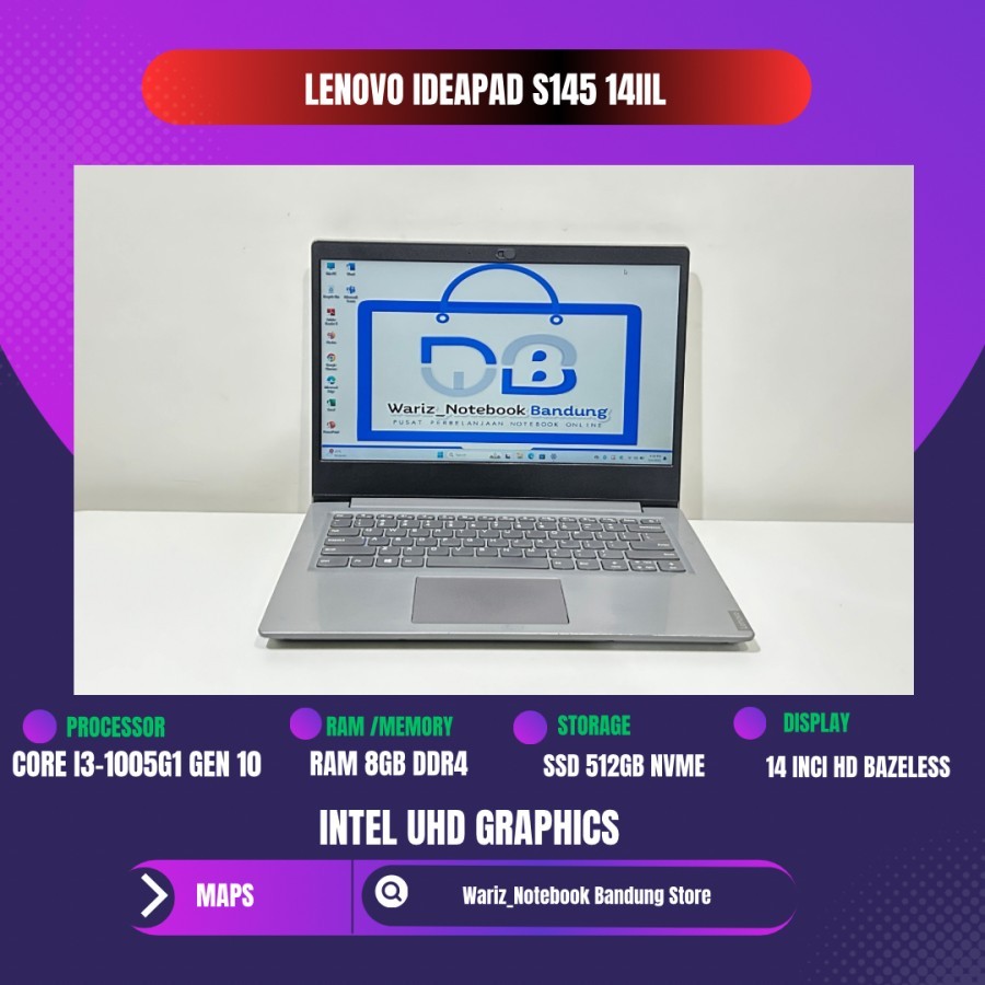 LENOVO IDEAPAD S145-14IIL CORE I3-1005G1 RAM 8GB SSD 512GB 14inci Bazeless