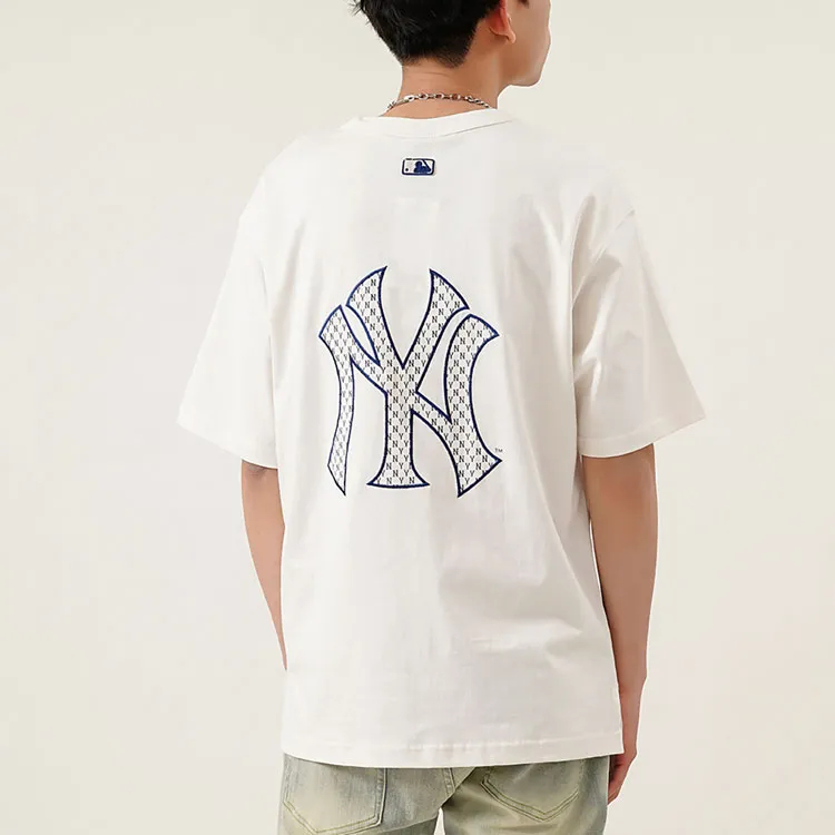 MLB NY Bordir Logo New York Oversize White Tshirt - ORI