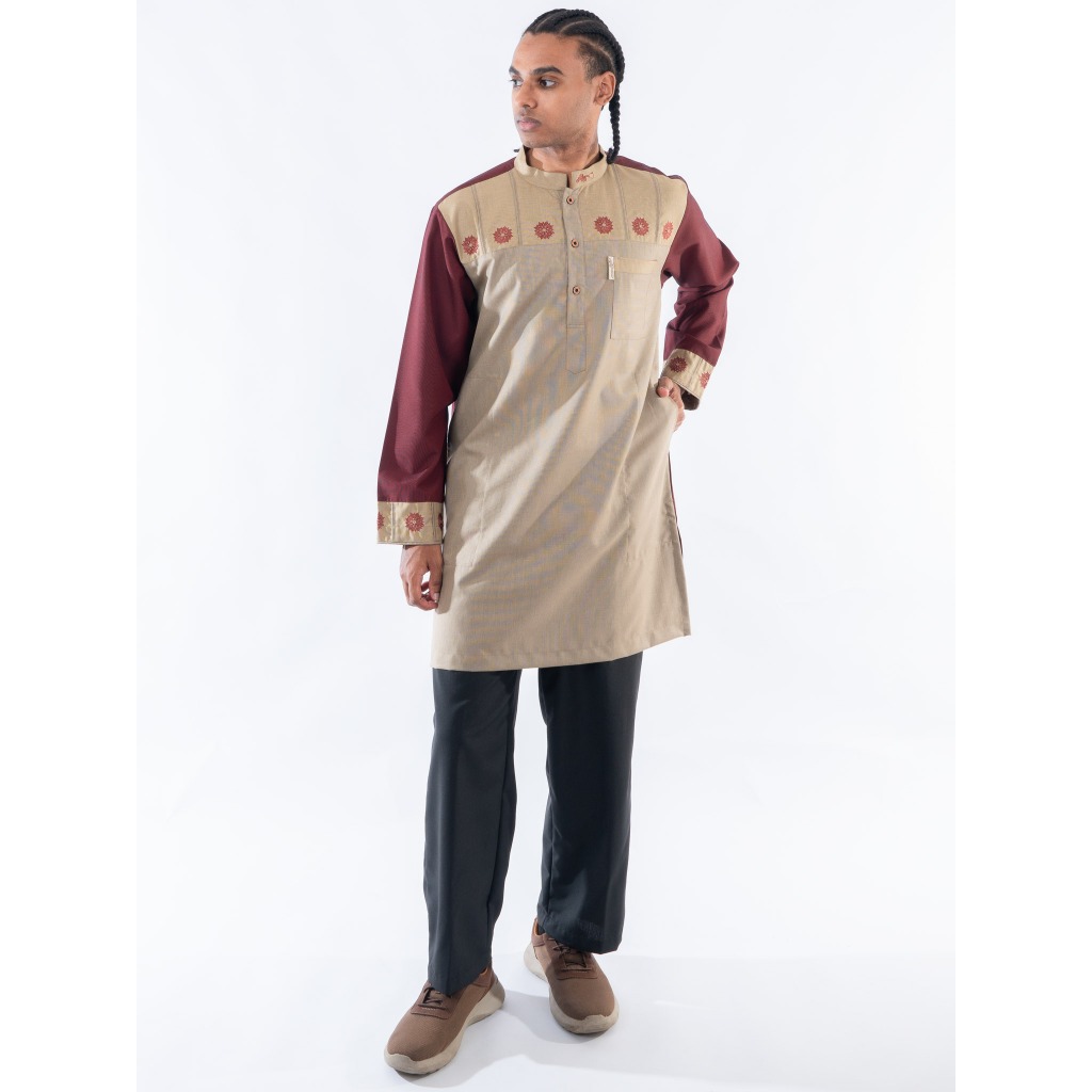 KAMILIANO Kurta Lengan Panjang Pria TABISH LIGHT BROWN