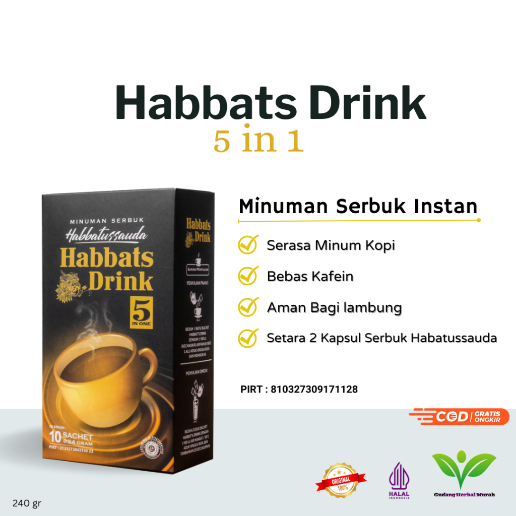 

Habbats Drink 5in1 Minuman Serbuk Habbatussauda Obati Maag Isi 10 sachet