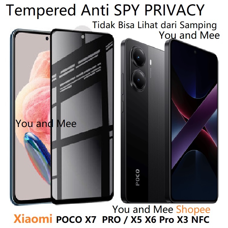 ORIGINAL Tempered Anti SPY PRIVACY - HiTAM SCREEN Protector POCO X7 PRO X6 X5 X3 NFC GT PRO C75 C65 