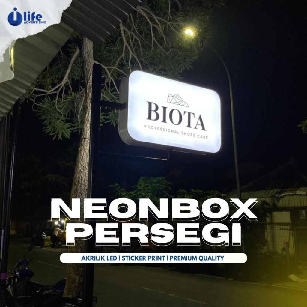 NEON BOX PERSEGI / KOTAK 1 & 2 SISI | SISI SAMPING ACP