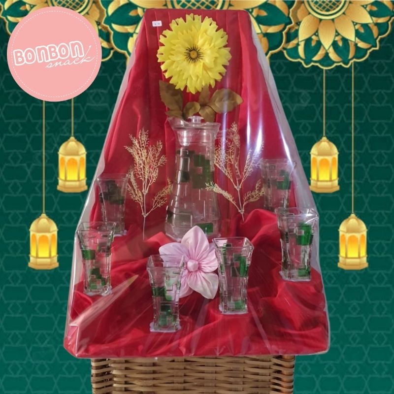 Parcel Lebaran Keramik Bandung Jar set gelas
