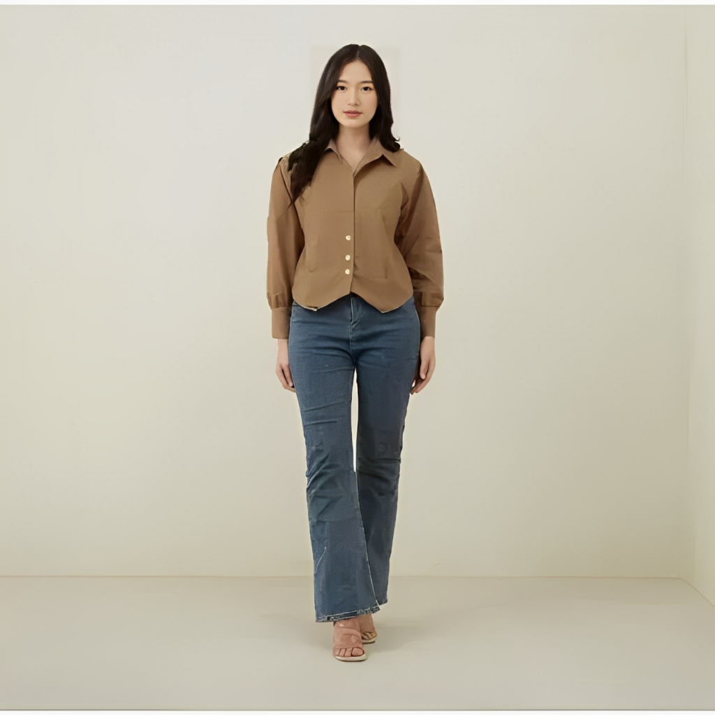 

Nycyta Home Sanju Blouse - Halinka Shirt Korean Blouse - Kemeja Wanita Lengan Panjang