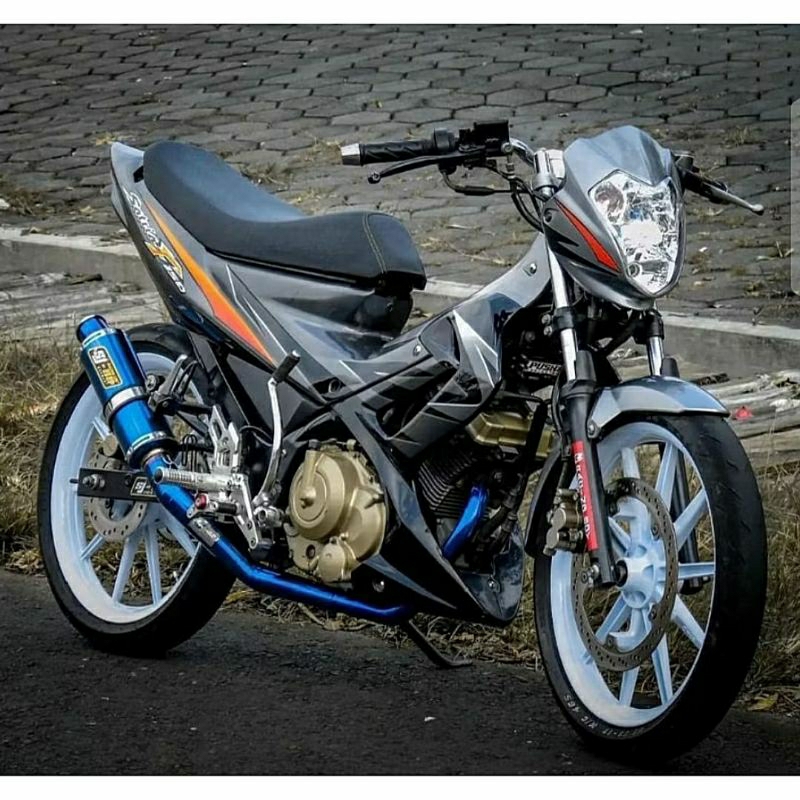 Striping Satria F CKD 2008 2009 Abu Hitam Stiker lis Decal Stiker standar Ori Suzuki Satria Fu 2008 