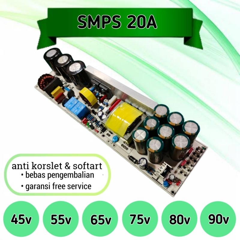 Trafo smps sos 20a daya 2500w CT 45v 55v 65v 75v 80v 90v power supply unit for audio 20 amper volt d