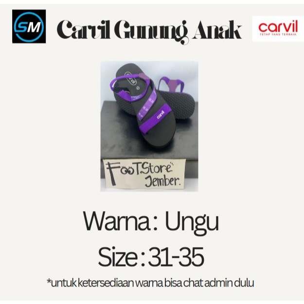 Sandal carvil anak gunung perempuan / ungu / Asli 100% original / promo flashsale