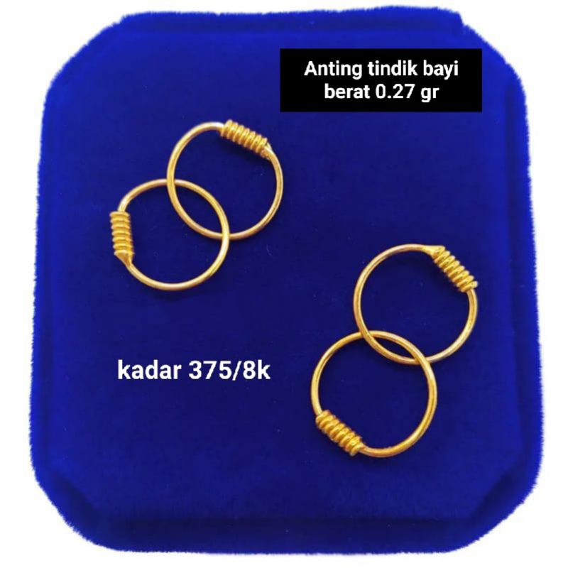 ANTING TINDIK BAYI BERAT 0.27 GR EMAS ASLI KADAR 375/8k