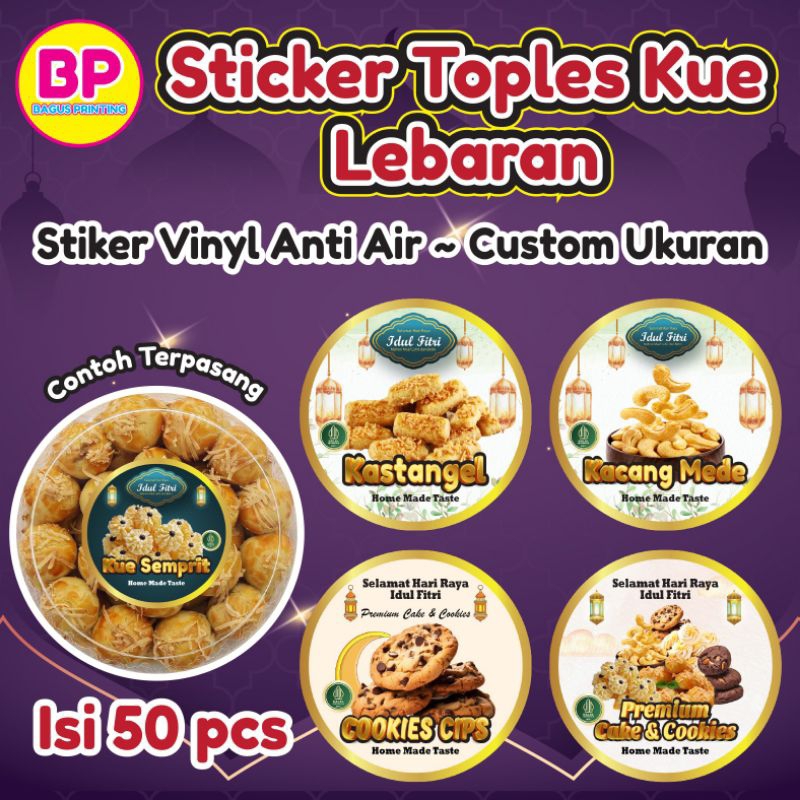 

Cetak Stiker Kue Kering Lebaran / Cookies Lebaran / Kemasan Toples Kue Idul Fitri / Stiker Kue Nastar Bentuk Bulat