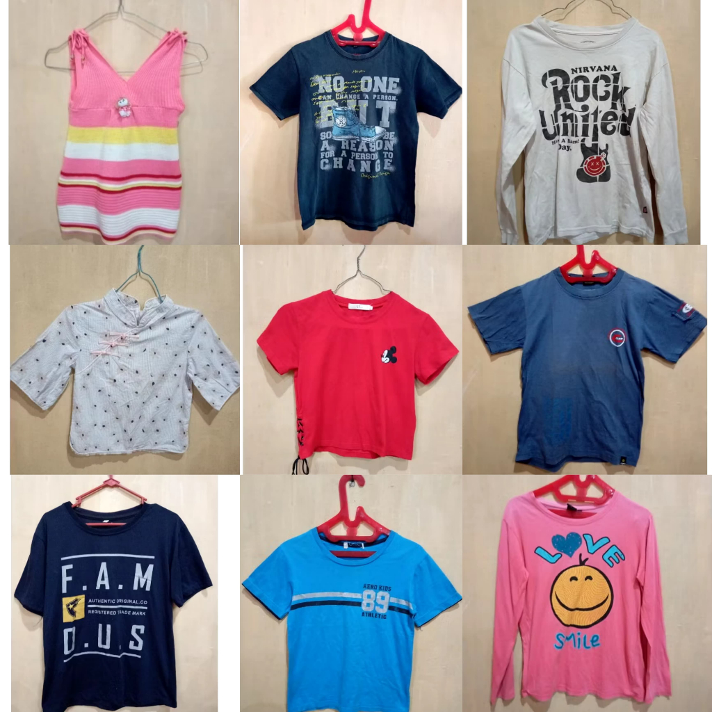 Atasan Kaos Anak Baju Preloved Seperti Baru Laki Pria Katun Pribadi Cantik Long Sleeve Murah Bagus M