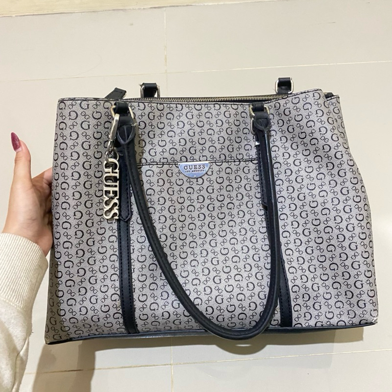 Guess Tote Balzano signature print coated canvas black ( Guess Los Angeles )