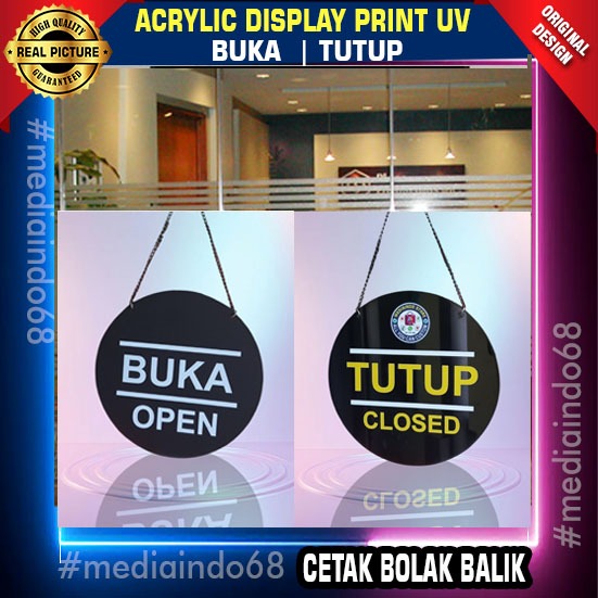

Acrylic Display Bulat BUKA-TUTUP PRINT UV (20x20cm) Bisa Pesan Design Sendiri