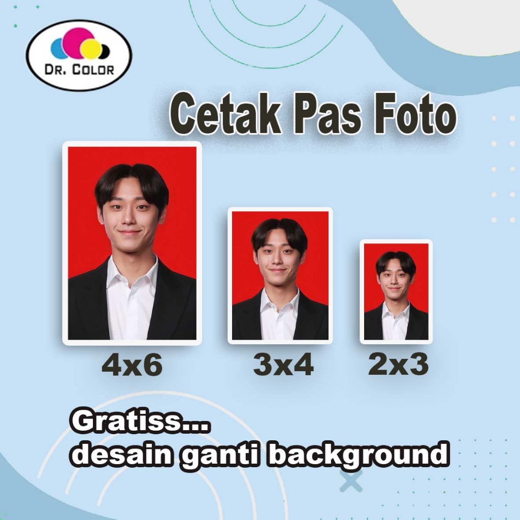 

Cetak Pas Foto 2x3 3x4 4x6 proses cepat FREE DESAIN warna background
