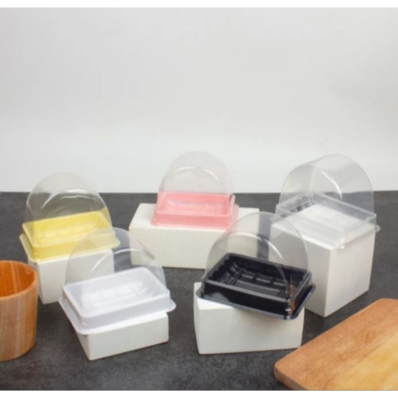 Mika tray wadah kotak bolu gulung slice mini tart potong 5,5cm 5.5cm isi 25pcs per pack roll cake tr