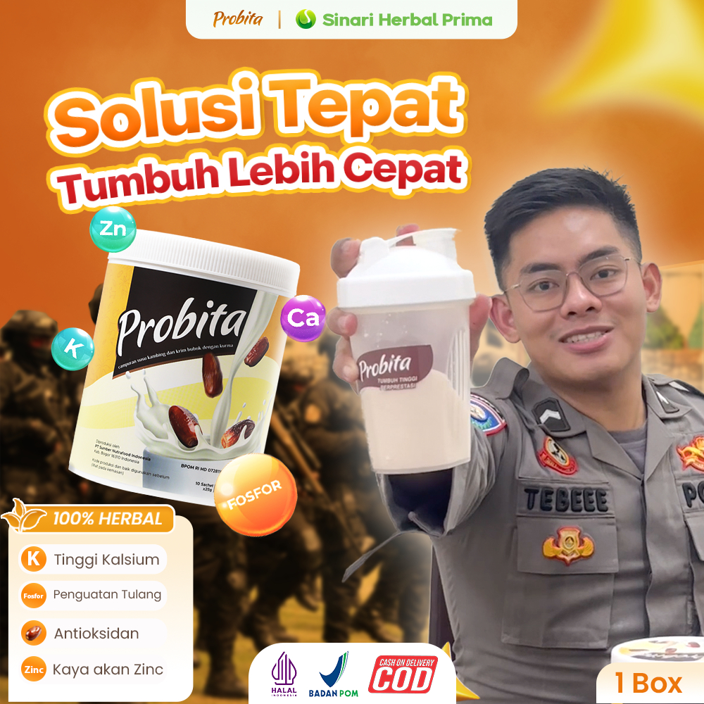 

4 Box Probita - Susu Peninggi Badan Rekomendasi untuk Pendaftaran CASIS TNI/Polri - 4 Box 1000 gram