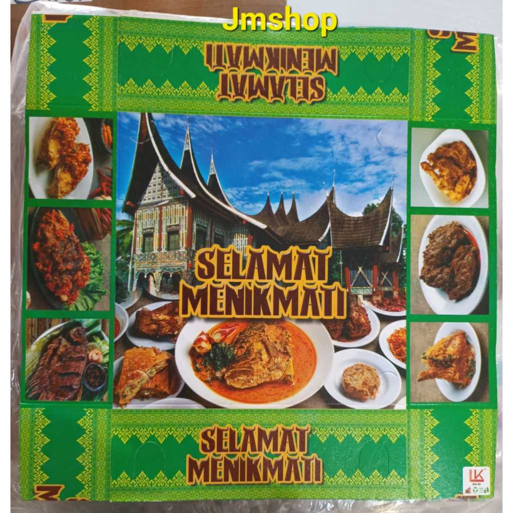 KOTAK NASI / KOTAK NASI PADANG / BOX NASI / SELAMAT MENIKMATI uk 20x20 cm isi 100 LBR - TANPA SEKAT