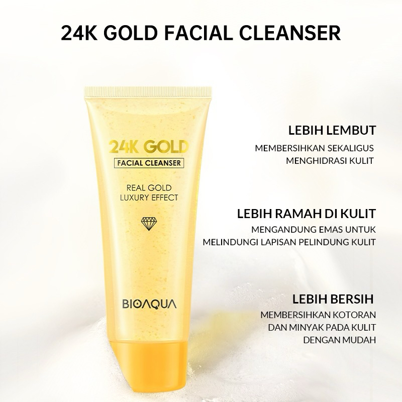 BPOM BIOAQUA FACE WASH 24K GOLD FACIAL CLEANSER PEMBERSIH WAJAH 100ml DI JAMIN ORIGINAL / BPOM