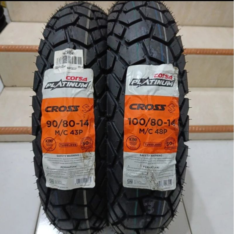 Ban Corsa Ring 14 Cross S 90/80-14 100/80-14 110/80-14 Ban Luar Tubeles Ban Touring Matic Pembuatan 