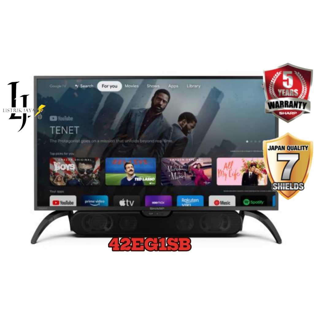 Smart TV Android Sharp 42EG1SB - Full HD , Google TV - Garansi Resmi