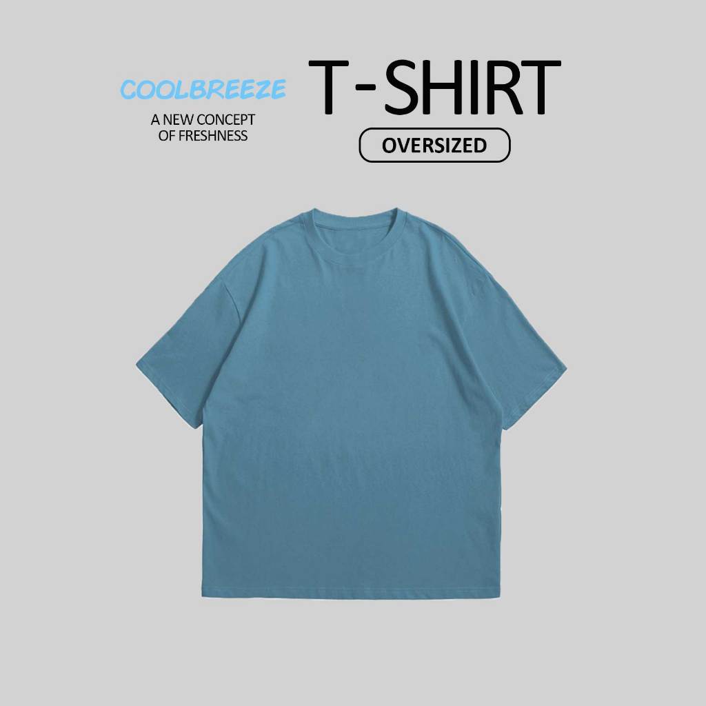 Kaos Polos Oversize 16s Heavyweight Cool Breeze - Blue Stone
