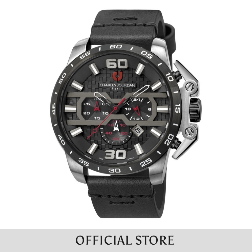 Jam Tangan Pria Charles Jourdan Black Dial Men Leather Strap Analog CJ1044-1335C Original